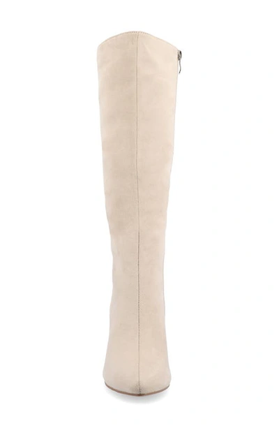Journee Collection Wide Width Wide Calf Womens Ameylia Tru Comfort Foam Covered Block Heel Pointed Toe Boots In Bone