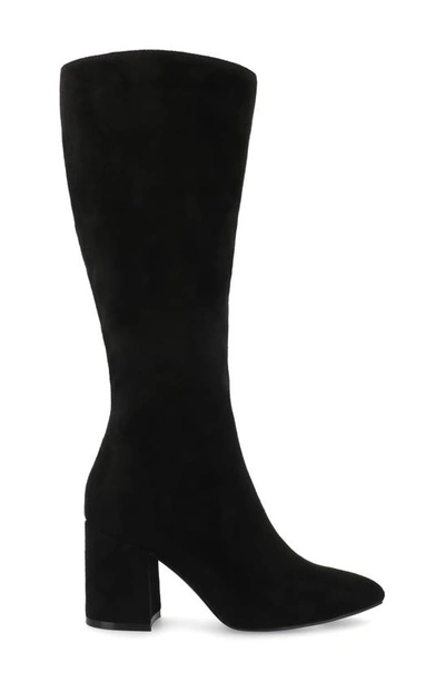 Journee Collection Wide Width Wide Calf Womens Ameylia Tru Comfort Foam Covered Block Heel Pointed Toe Boots In Black