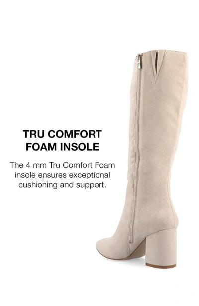 Journee Collection Wide Width Wide Calf Womens Ameylia Tru Comfort Foam Covered Block Heel Pointed Toe Boots In Bone