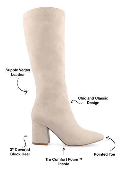 Journee Collection Wide Width Wide Calf Womens Ameylia Tru Comfort Foam Covered Block Heel Pointed Toe Boots In Bone