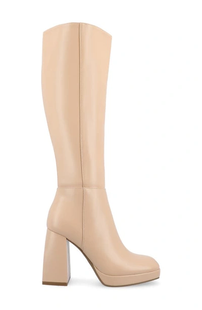 Journee Collection Mylah Block Heel Boot In Beige