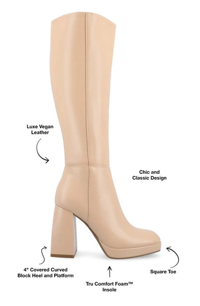 Shop Journee Collection Mylah Block Heel Boot In Beige