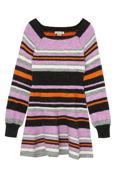 Shop Habitual Kids' Stripe Fit & Flare Sweater Dress In Multi