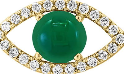 Shop Effy 14k Yellow Gold Green Onyx & Diamond Evil Eye Pendant Necklace