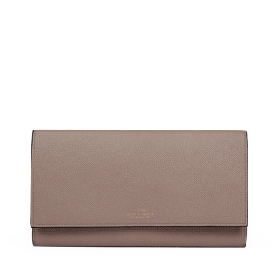 Shop Smythson Marshall Travel Wallet In Panama In Taupe
