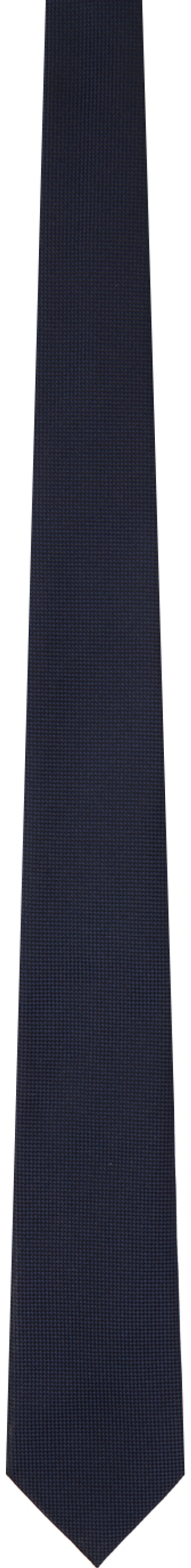 Shop Zegna Navy Jacquard Tie In Bl1