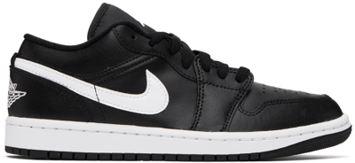 Shop Nike Black & White Air Jordan 1 Low Sneakers In Black/white-black