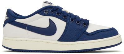 Shop Nike White & Blue Ajko 1 Low Sneakers In White/dark Blue
