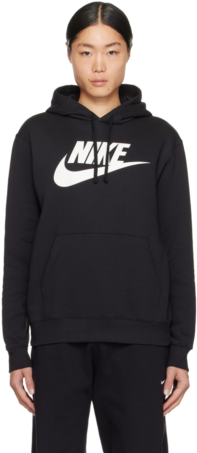 Shop Nike Black Sportswear Club Hoodie In Black/black/white