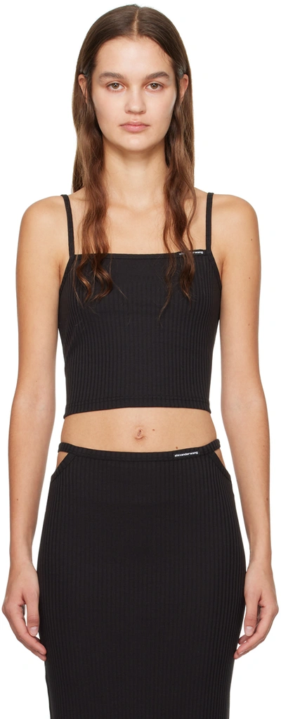Shop Alexander Wang T Black Cropped Camisole In 001 Black