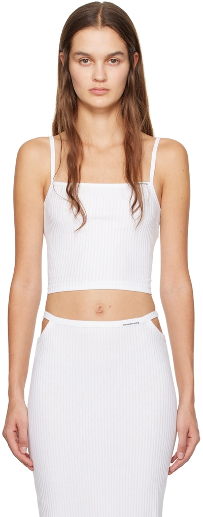 Shop Alexander Wang T White Cropped Camisole In 100 White