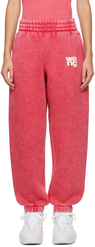 Shop Alexander Wang T Pink Bonded Lounge Pants In 619a Soft Cherry
