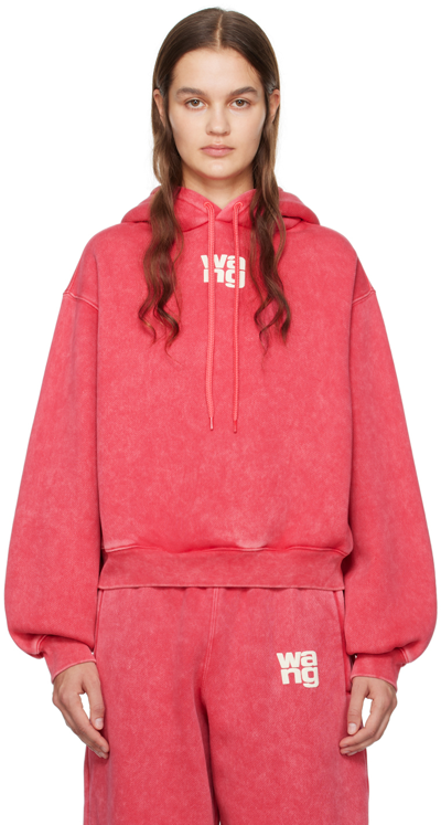 Shop Alexander Wang T Pink Bonded Hoodie In 619a Soft Cherry