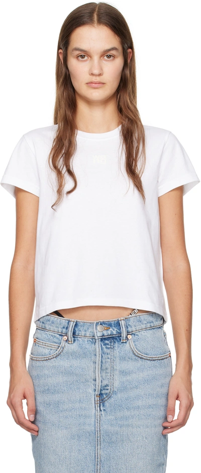 Shop Alexander Wang T White Shrunken T-shirt In 100 White