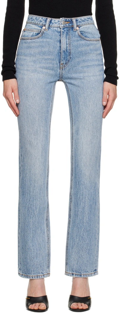 Shop Alexander Wang Blue Stacked Jeans In 471a Vintage Indigo