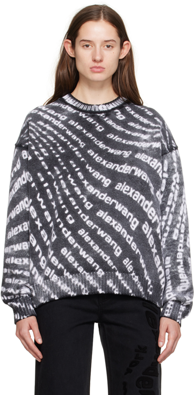 Shop Alexander Wang Black & White Printed Sweater In 971 White/black