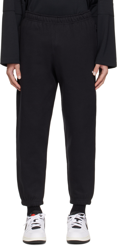 Shop Nike Black Embroidered Sweatpants In Black/white