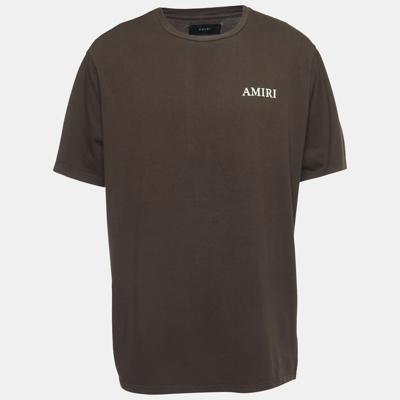 Pre-owned Amiri Brown Cotton Puff Logo Print T-shirt 2xl