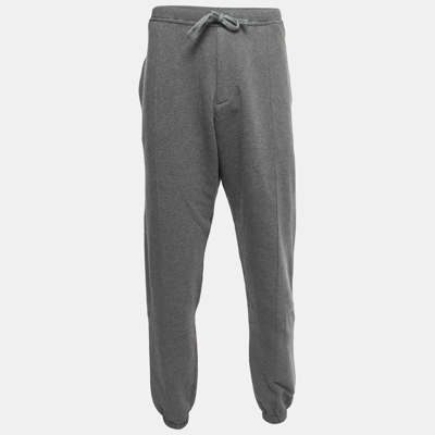 Pre-owned Dior Grey Cotton Blend Knit Drawstring Joggers Xl