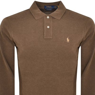 Shop Ralph Lauren Long Sleeved Polo T Shirt Brown