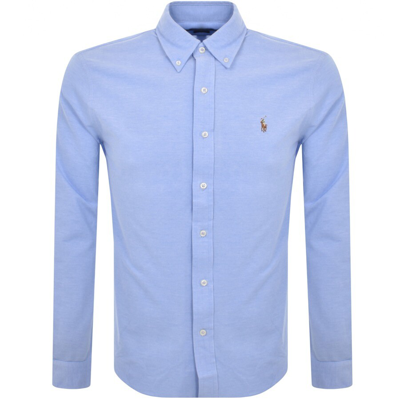 Shop Ralph Lauren Knit Oxford Long Sleeved Shirt Blue