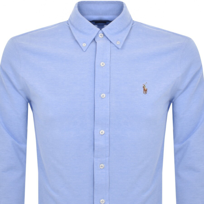 Shop Ralph Lauren Knit Oxford Long Sleeved Shirt Blue