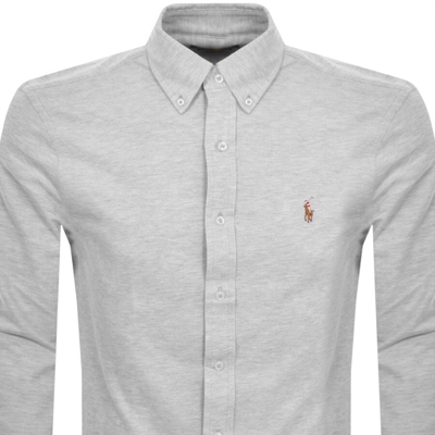 Shop Ralph Lauren Knit Oxford Long Sleeved Shirt Grey