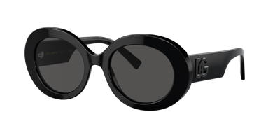 Dolce & Gabbana Logo-embossed Round-frame Sunglasses In Dark Grey