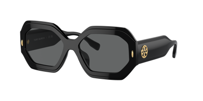 Tory Burch Ty7192u Round Sunglasses, 55mm In Dark Grey