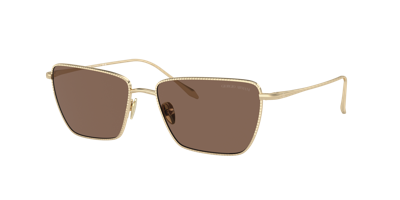 Giorgio Armani Tinted-lens Rectangle-frame Sunglasses In Dark Brown