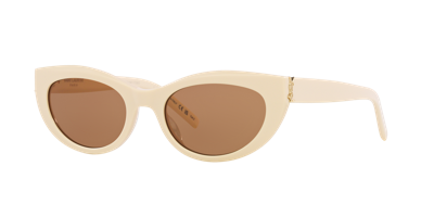 Saint Laurent Womens White Slm115 Oval-frame Acetate Sunglasses In Brown