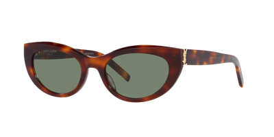 Saint Laurent Womens Brown Slm115 Cat-eye Tortoiseshell Acetate Sunglasses In Green