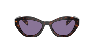 Prada Womens Brown Pr A02s Butterfly-frame Acetate Sunglasses In Violet Mirror Internal Silver
