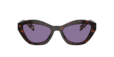 Prada Womens Brown Pr A02s Butterfly-frame Acetate Sunglasses In Violet Mirror Internal Silver