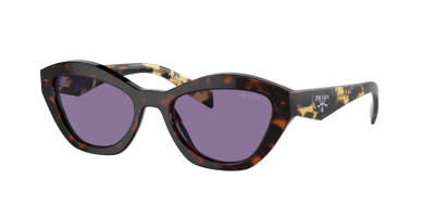 Prada Womens Brown Pr A02s Butterfly-frame Acetate Sunglasses In Violet Mirror Internal Silver