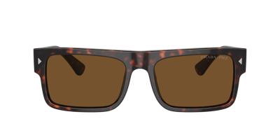 Prada Tortoiseshell Acetate Rectangular Sunglasses In Brown Polar