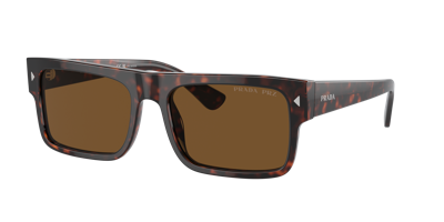 Prada Tortoiseshell Acetate Rectangular Sunglasses In Brown Polar