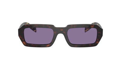 Prada Tortoiseshell-effect Rectangular Sunglasses In Violet Mirror Silver Internal