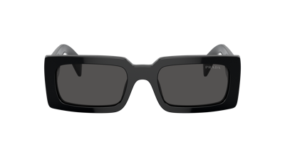 Prada Logo Acetate Rectangle Sunglasses In Dark Grey
