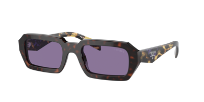 Prada Tortoiseshell-effect Rectangular Sunglasses In Violet Mirror Silver Internal
