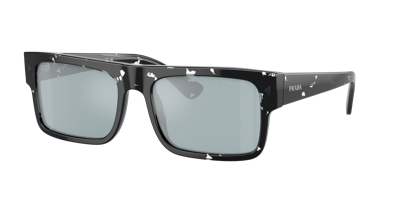 Prada Eckige Sonnenbrille In Schildpattoptik In Light Blue Mirror Silver