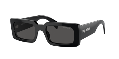 Prada Logo Acetate Rectangle Sunglasses In Dark Grey