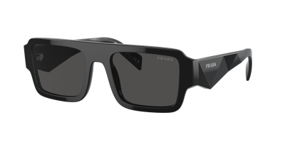 Prada Womens Black Pr A05s Rectangle-frame Acetate Sunglasses In Dark Grey