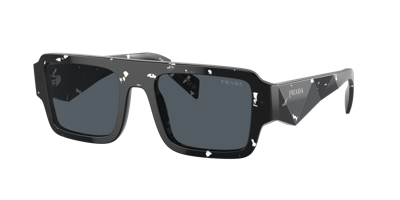 Prada Womens Black Pr A05s Rectangle-frame Abstract Acetate Sunglasses In Dark Grey
