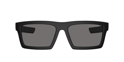 Prada Linea Rossa 55mm Rectangular Sunglasses In Dark Grey Polarized