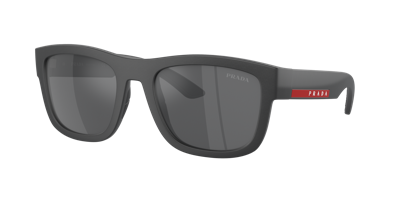 Prada Linea Rossa Ps 01zs Ufk5l0 Gomma Grigia Sunglasses In Grey Mirror Silver