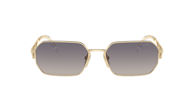 Prada Woman Sunglass Pr A51s In Gradient Blue Mirror Silver
