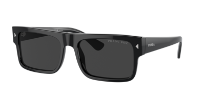 Prada Womens Black Pr A10s Rectangle-frame Acetate Sunglasses In Polar Black
