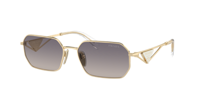 Prada Woman Sunglass Pr A51s In Gradient Blue Mirror Silver