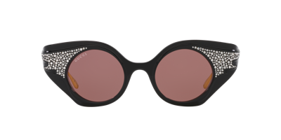 Gucci Womens Gc002002 Gg1327s Round-frame Polyamide Sunglasses Black In Brown